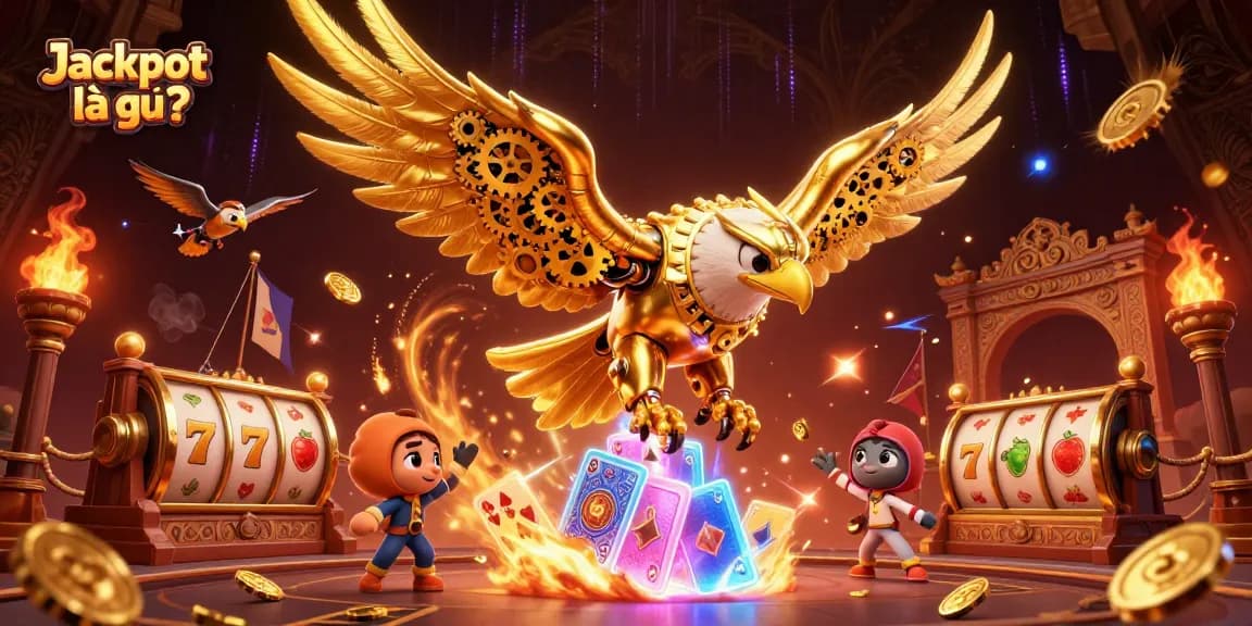Experience the excitement of Jackpot là gì? with a thrilling dive into 3D casino action featuring golden eagles and holographic rewards.