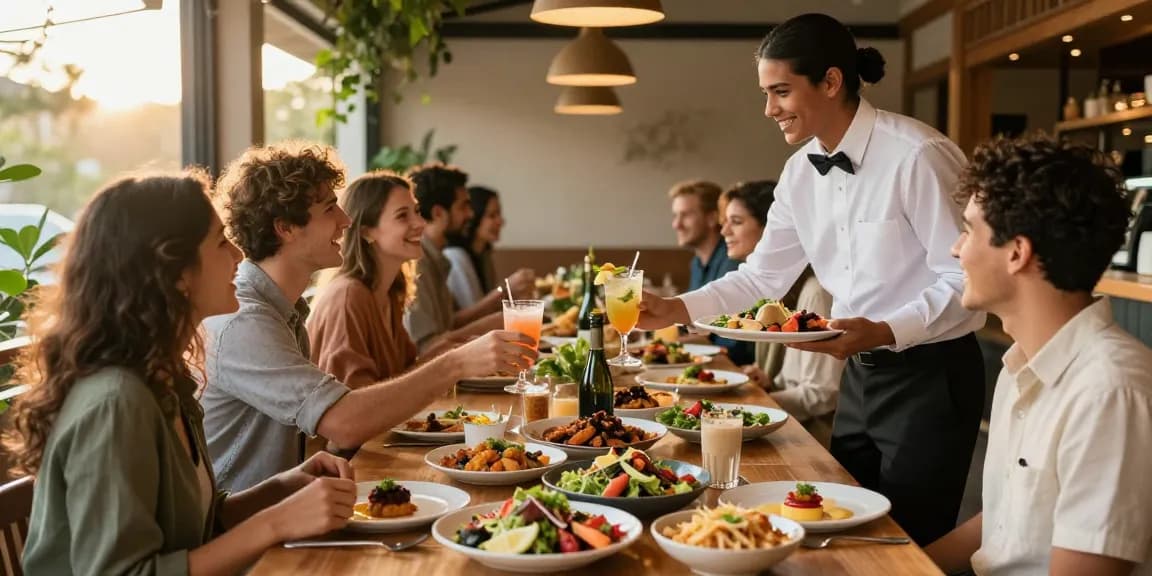 A group enjoying diverse dishes at River City Restaurant embodies rokok88 link alternatif inviting dining experience.