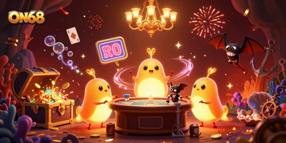 Experience exciting gameplay at ON68 with vibrant casino elements and glowing characters.