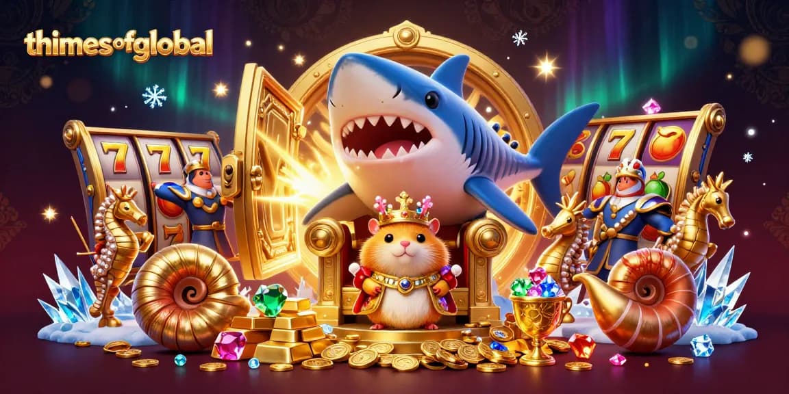 Thetimesofglobal invites players to experience a vibrant, 3D slot fantasy featuring a golden hamster king and treasure.