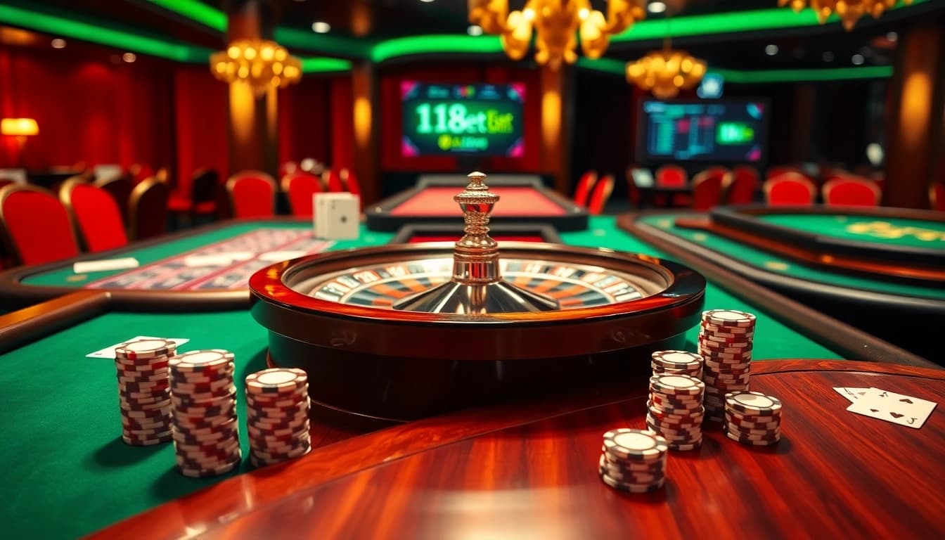 Experience the thrill of gambling at 11Bet.com with vibrant casino elements and engaging betting scenes.
