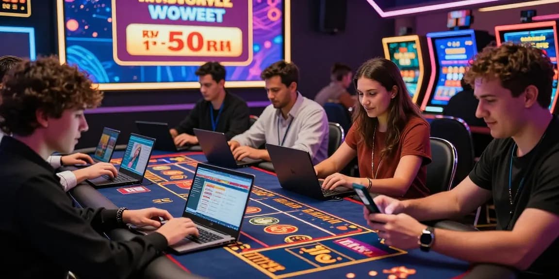 Exciting gameplay at credit card casinos at https://fimltd.co.uk, featuring diverse players enjoying various games in a vibrant online casino atmosphere.