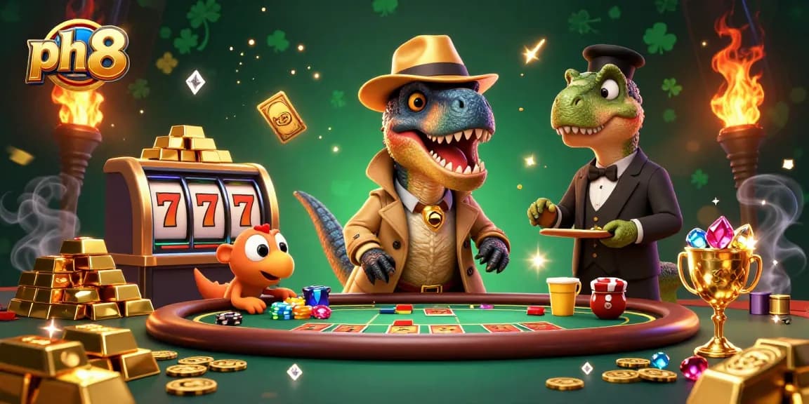 Experience thrilling slot action at ph 8 with a velociraptor card counter and suspenseful atmosphere.