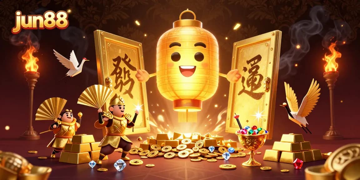 Experience exciting wins at jun88 with a vibrant, detailed 3D casino scene showcasing luck and treasure.