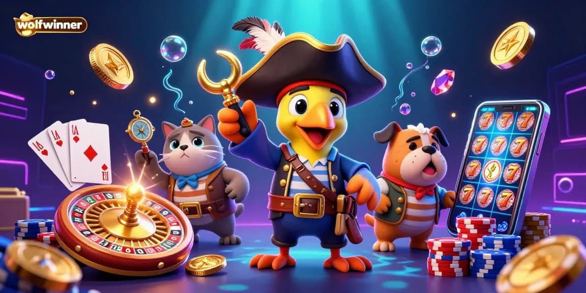 Experience thrilling gameplay at wolfwinner with exciting 3D casino illustrations featuring unique characters and games.