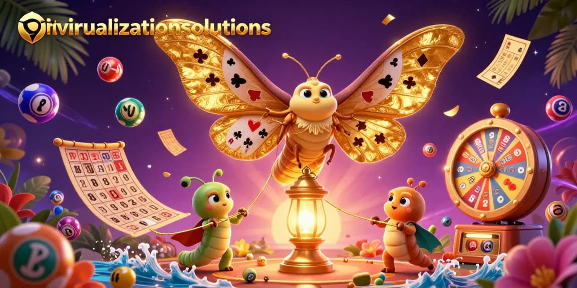 Experience the thrill of itvirtualizationsolutions gaming with vibrant lottery elements and a majestic moth character.