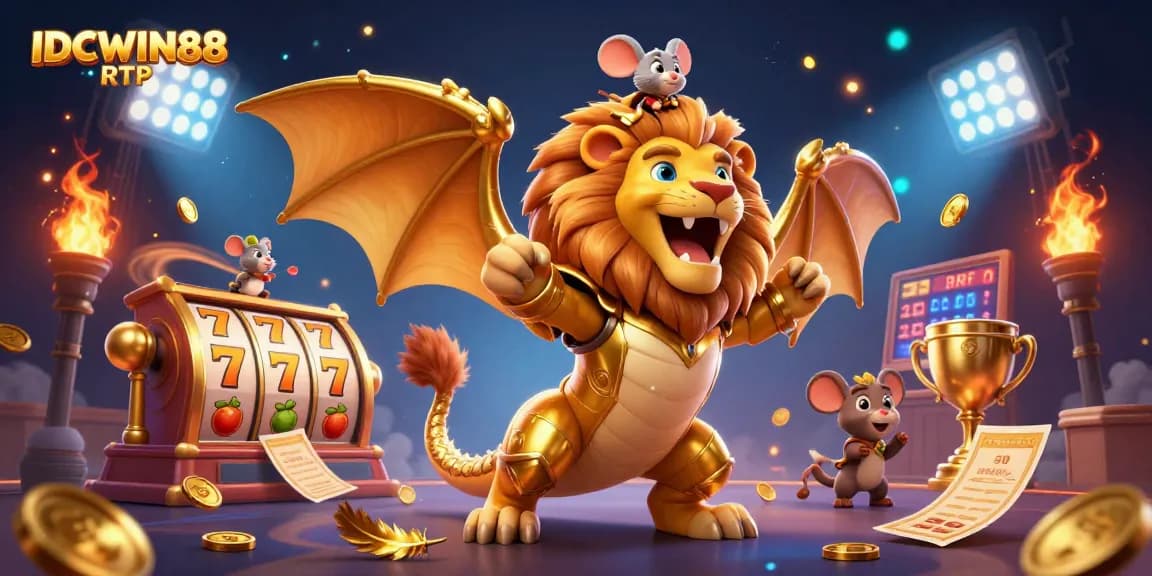 Experience thrilling wins with IDCWIN88 RTP, featuring vibrant slot reels and engaging casino elements.