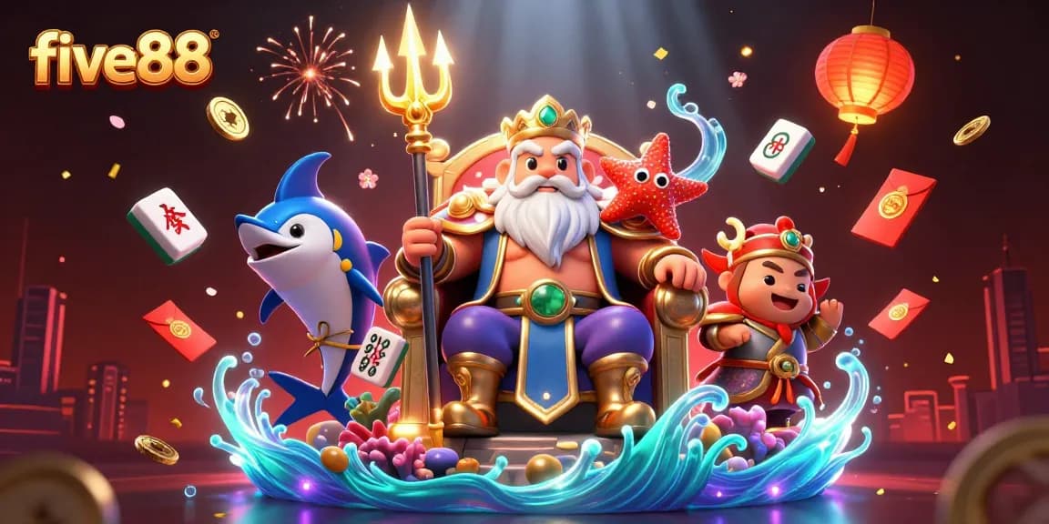 Experience the excitement of five88 with Neptune, samurai, and vibrant casino elements.
