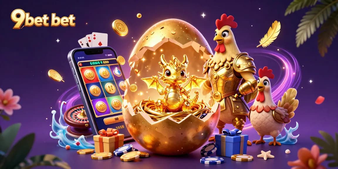 Engage with 9bet bet premium gaming featuring a golden dragon and opulent casino symbols.