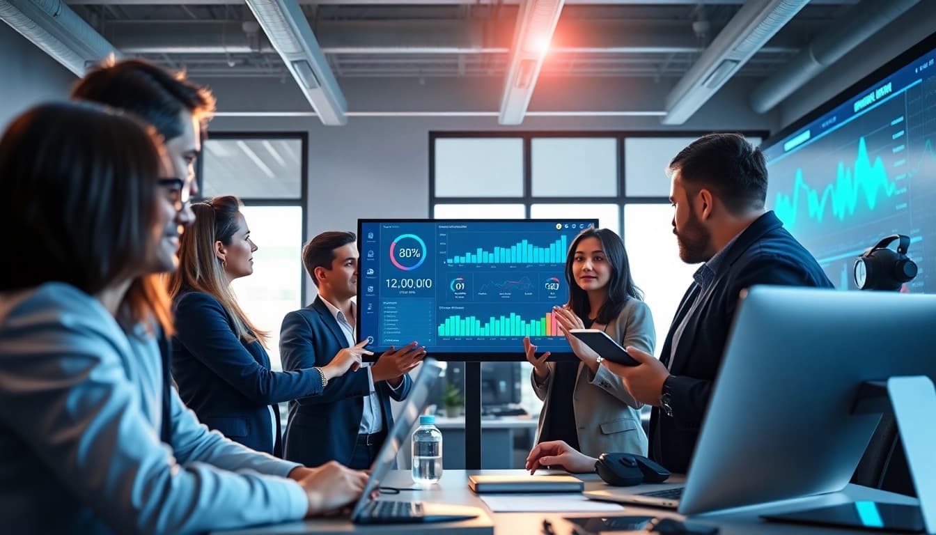 Engaged professionals discussing Crypto Casino Verification Tools in a tech-savvy office environment.