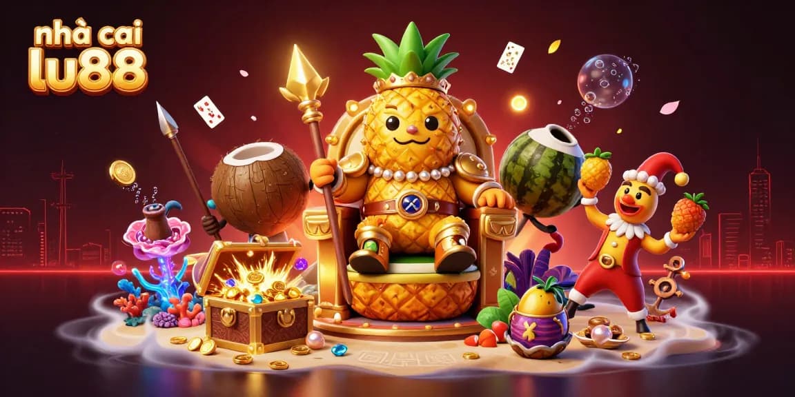 Join the adventure with nhà cái lu88 as the golden pineapple king rules a vibrant digital casino.