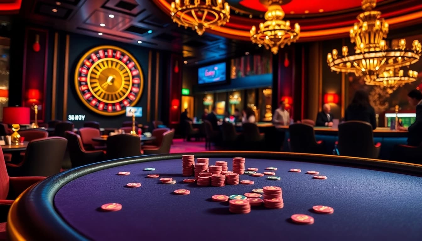 Players enjoying the thrill of gaming at 8day's luxurious casino tables.