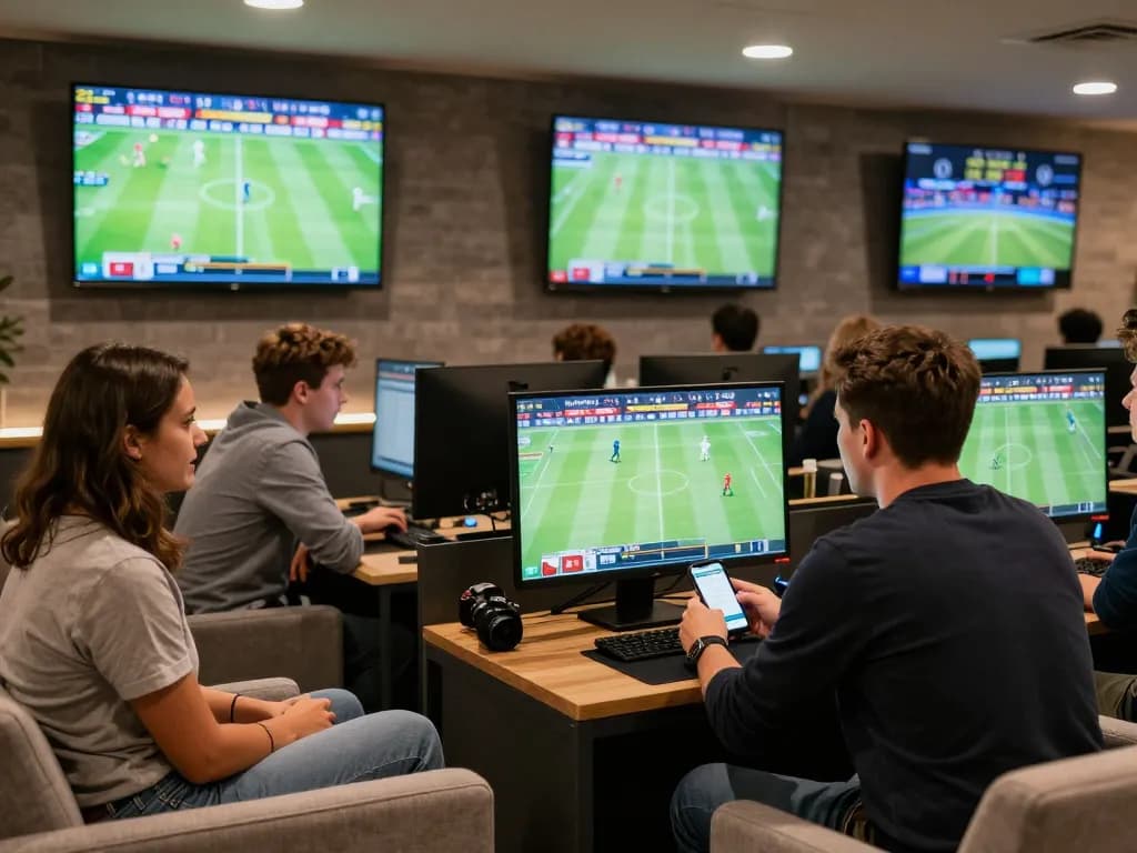 Engaging sports betting scene with Fun88 app showcased on mobile, emphasizing real-time wagering excitement