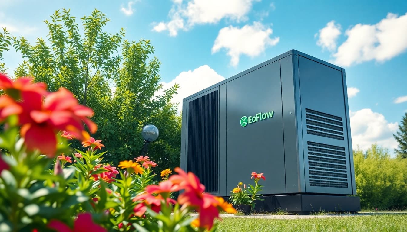EcoFlow power station showcased in a vibrant outdoor setting, emphasizing its design and energy solutions.