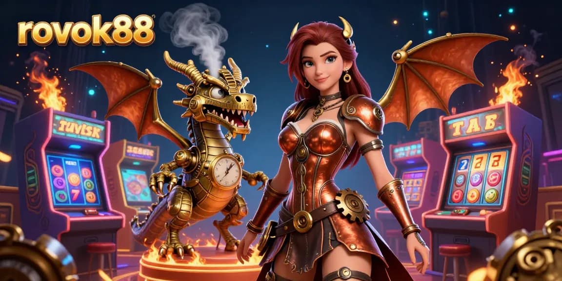 Engage with rokok88 as you spin the reels in a vibrant casino scene filled with energy and excitement.