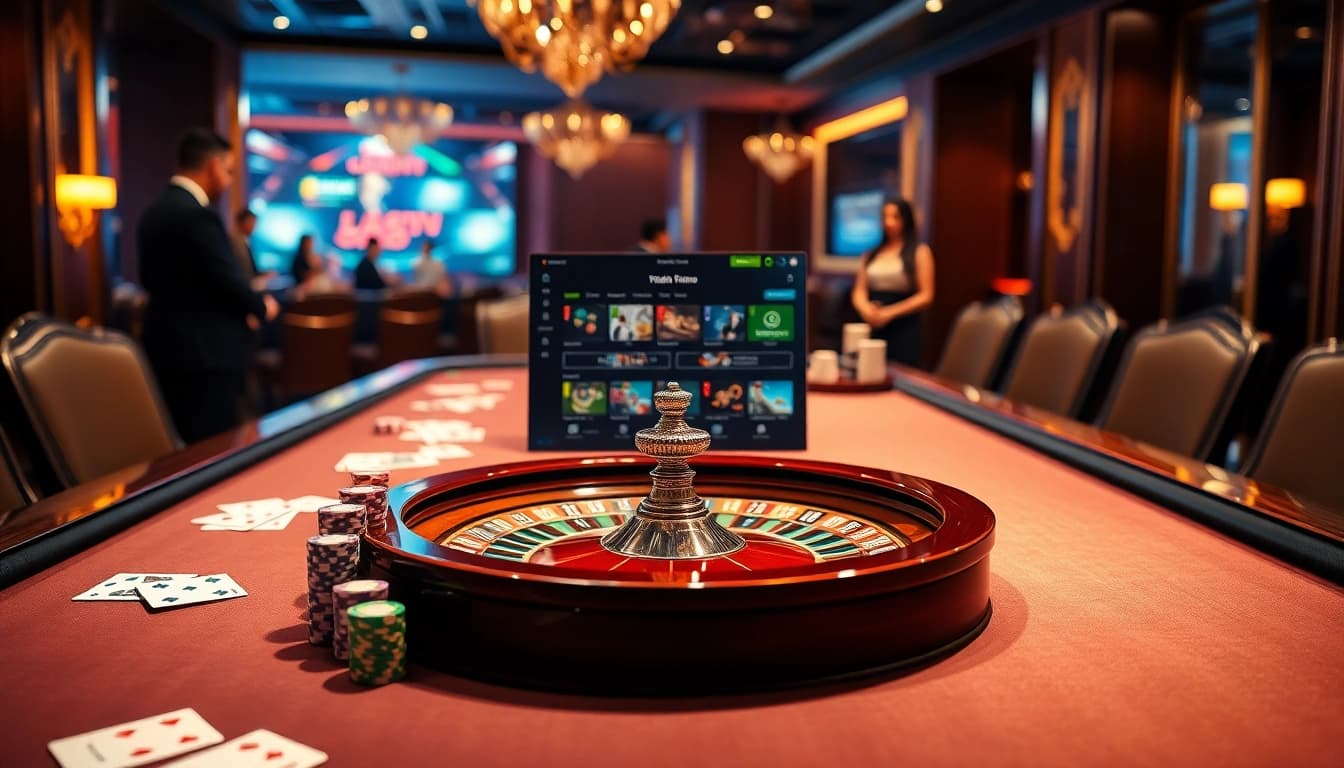 Immerse in the excitement of online gambling with https://sc88seo.com/ featuring poker tables, roulette wheels, and vibrant betting scenes.