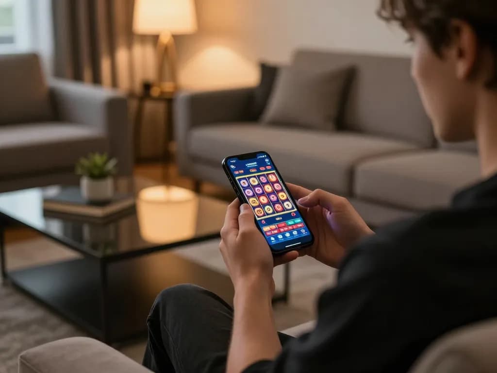 TR88 mobile gaming app showcasing exciting slots in a cozy home atmosphere