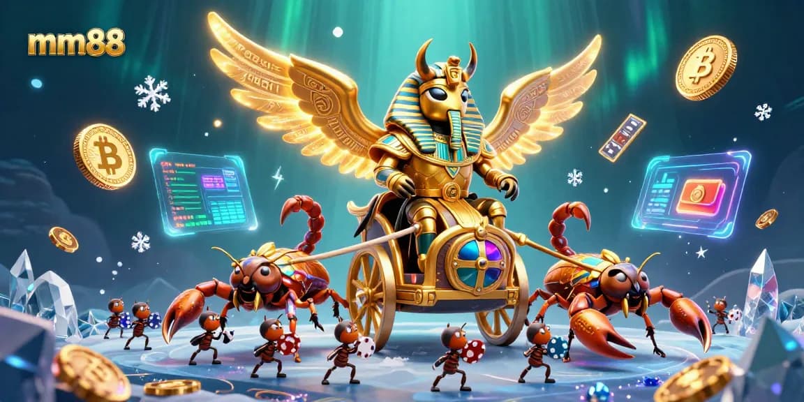 Experience thrilling wins with mm88's captivating 3D gaming scene featuring unique casino characters.