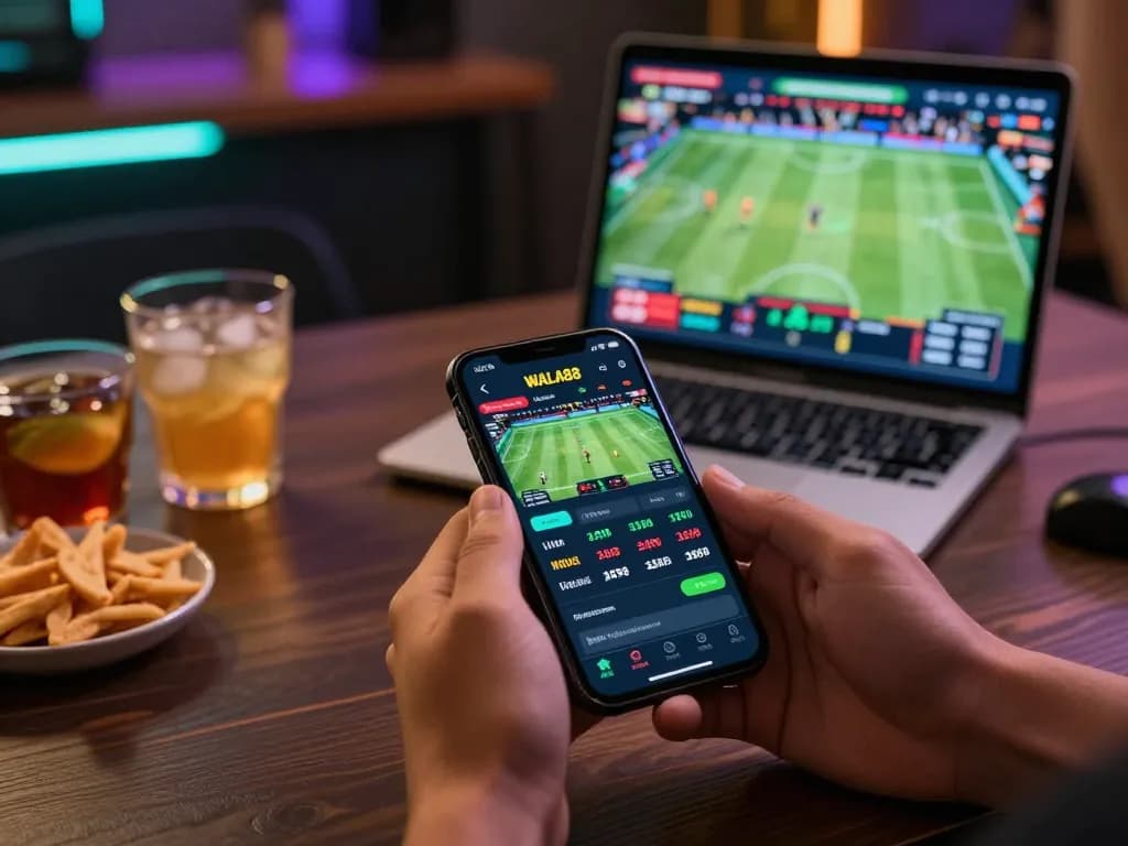 Experience the thrill of live sports betting with WALA88 on a mobile device.