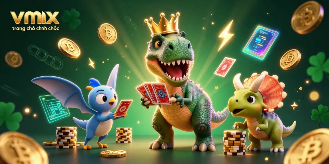 Experience vibrant gaming at vmax trang chủ chính thức with interactive characters in a playful 3D illustration.