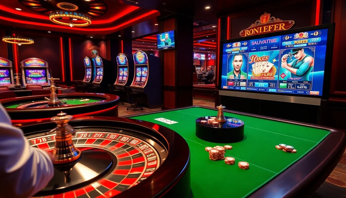 Experience the thrill of online gambling at https://sv388group.org/ with vibrant casino tables and digital interfaces.