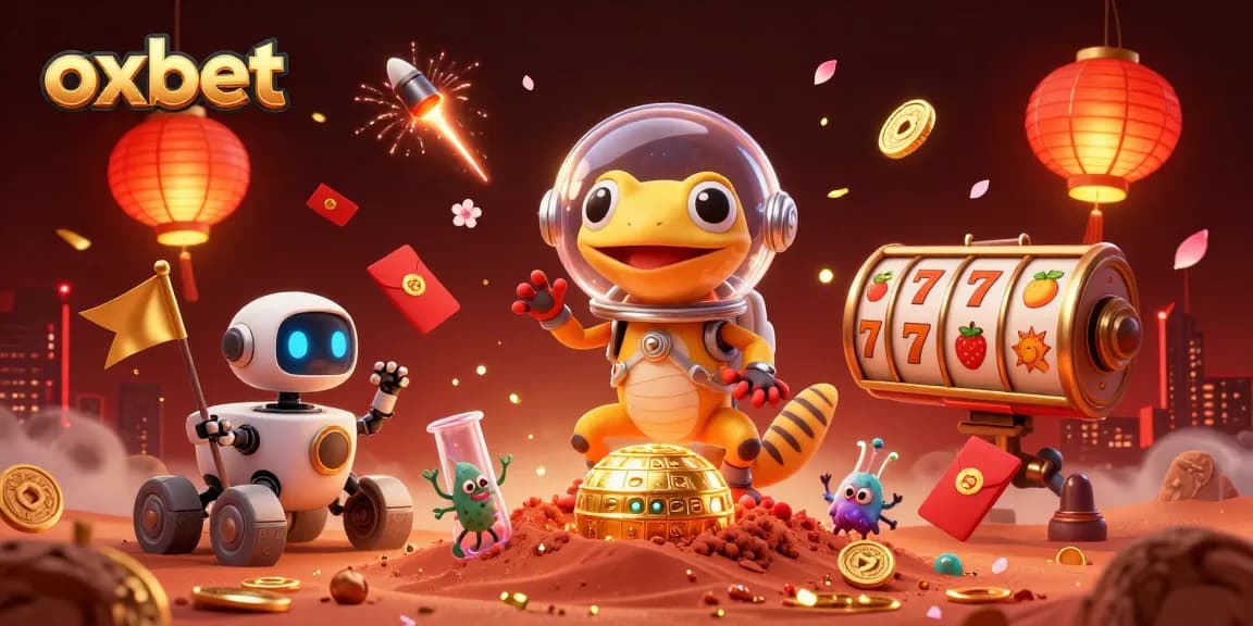 Experience the thrill of oxbet with a Martian gecko discovering a golden casino.