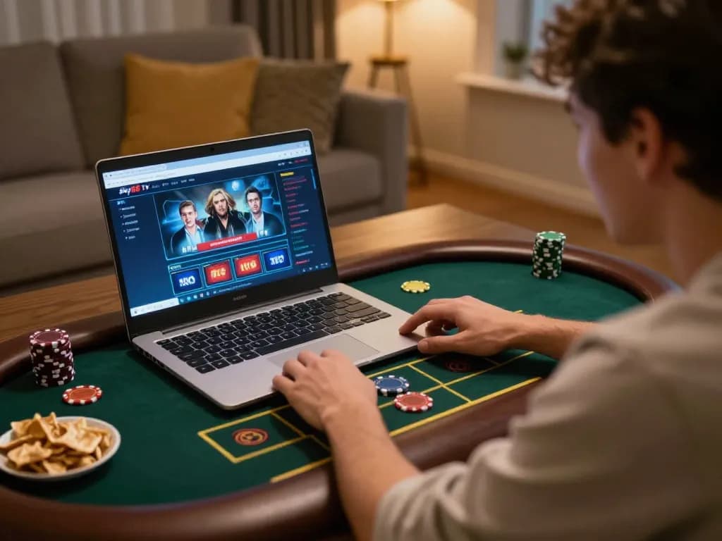 Engage with sky88 tv as players enjoy a live dealer game in a cozy home setting.