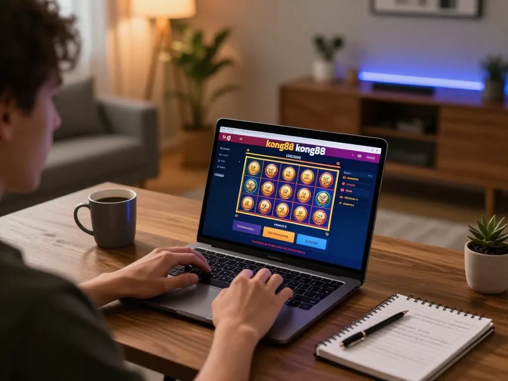 Engaging online gaming scene featuring kong88 kong88 casino interface on laptop