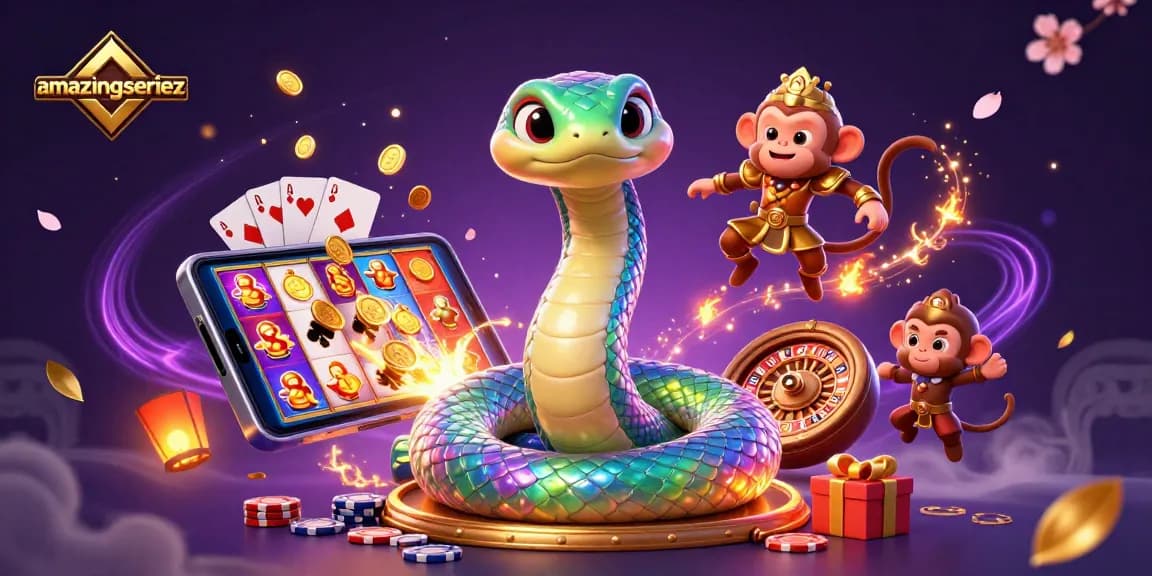 Experience thrilling slots with amazingseriez in a vibrant 3D casino scene filled with excitement.
