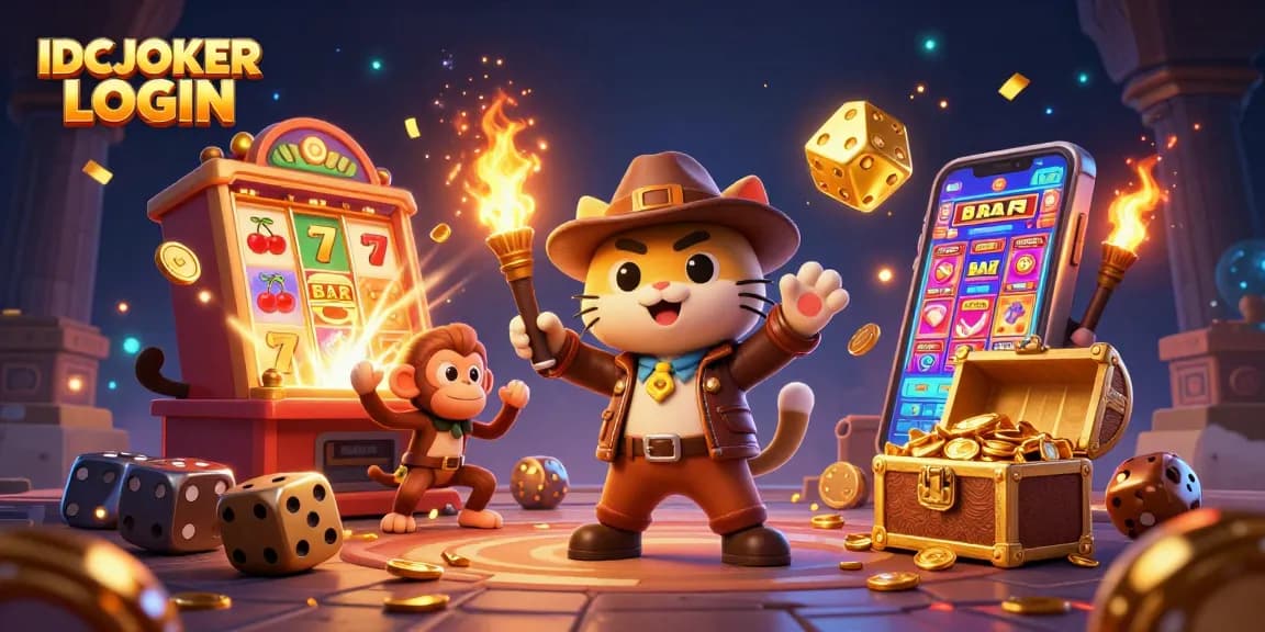 IDCJOKER LOGIN unveils thrilling moments with a cat archaeologist finding golden casino treasures amidst dynamic game elements.