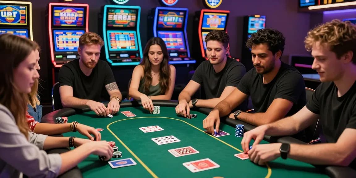 Friends enjoying an exciting LUCK8 poker game with vibrant lighting and engaging atmosphere.
