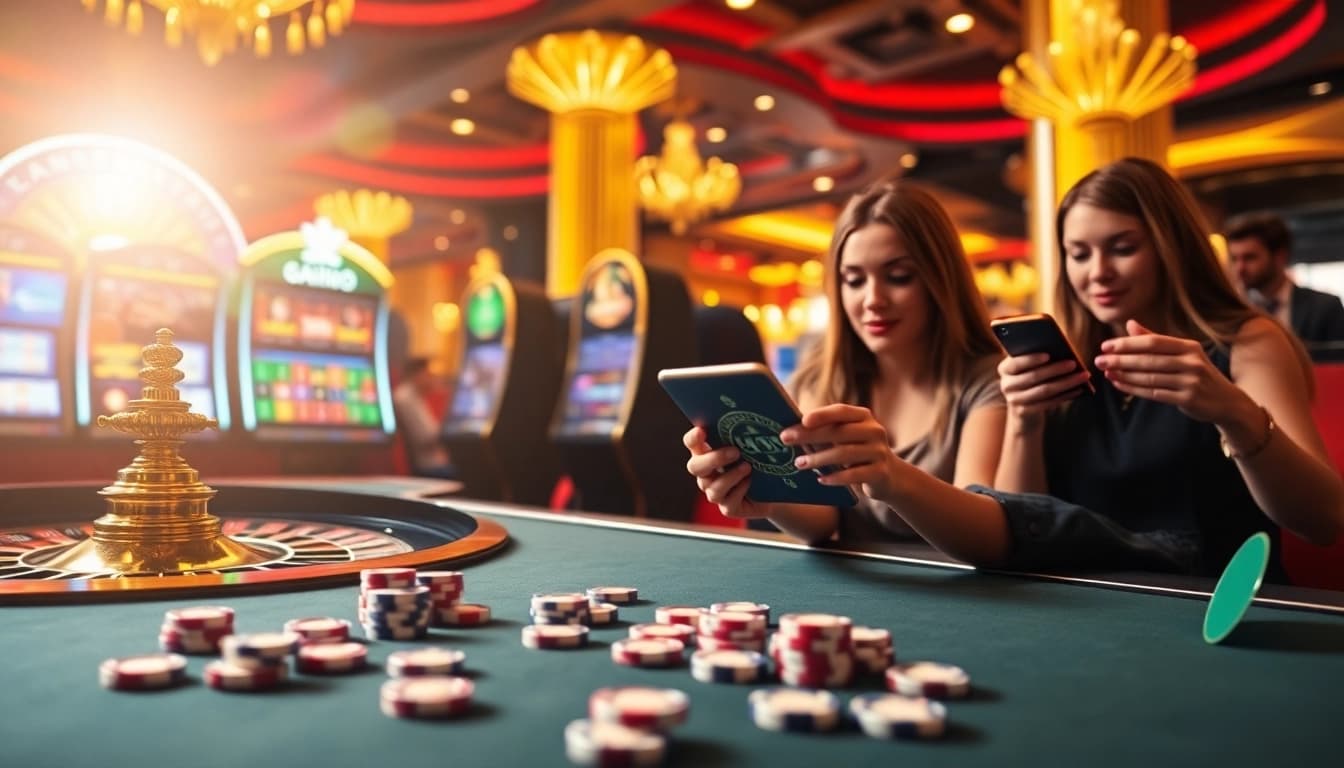 Engaging SV368 gambling scene with vibrant gaming elements including poker chips and roulette.