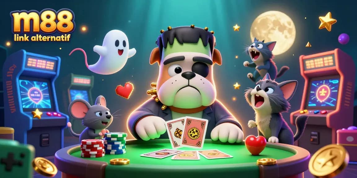Engage with m88 link alternatif through thrilling 3D casino-themed games featuring whimsical characters and vibrant colors.