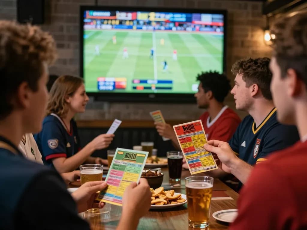 Fans enjoying sports betting at a lively venue, highlighting the buzz of fly88