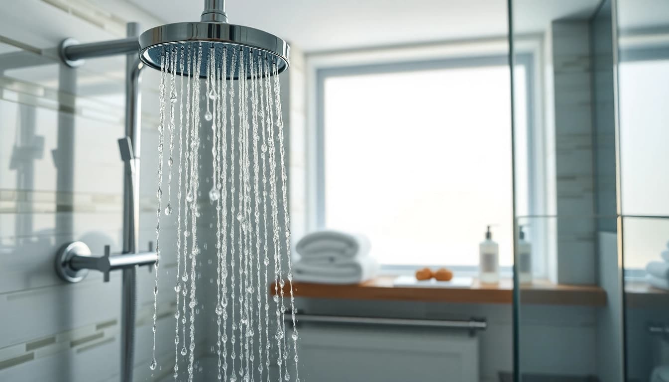 Experience elegant showers with a sleek, modern bathroom design featuring chrome fixtures and luxurious ambiance.