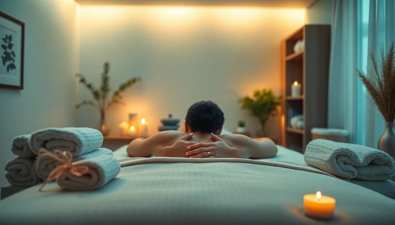 부드러운 조명과 차분한 장식으로 편안한 가정 마사지 환경을 보여주는 평택 출장마사지 세션.