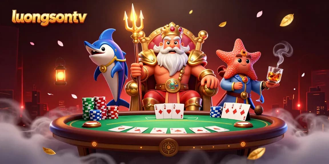 Experience the thrilling action at luongsontv with a vibrant poker scene featuring Neptune and characters.
