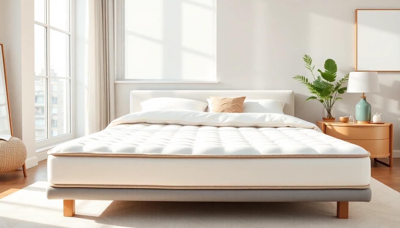 Explore the comfort of a twin mattress in a stylish modern bedroom setting with bright natural light.