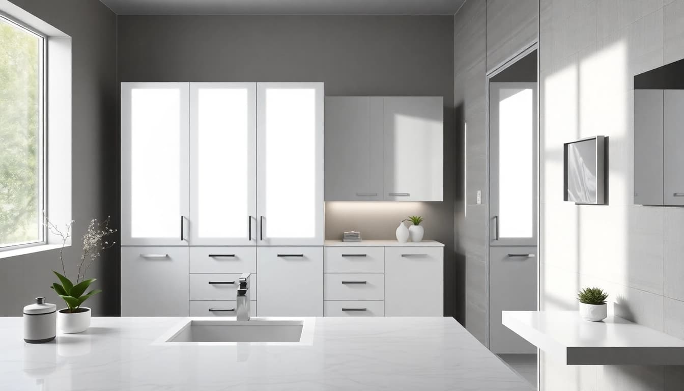 Illuminate your space with illuminated bathroom cabinets featuring sleek design and integrated LED lighting.