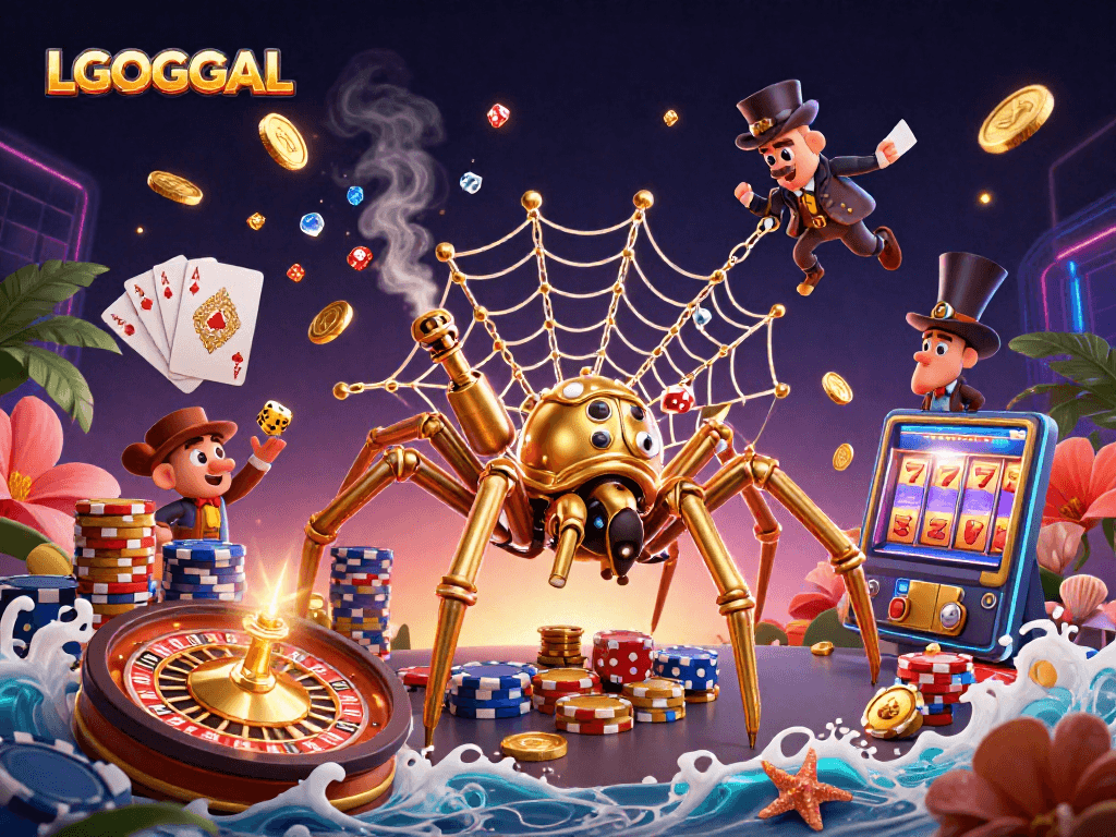 Engage with LGOGOAL's thrilling casino art featuring a steampunk spider and a fly gentleman.