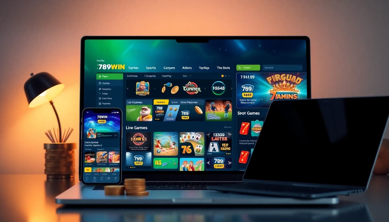 Exciting 789WIN online gambling platform showcasing sports, casino, and fishing games in a modern digital interface.