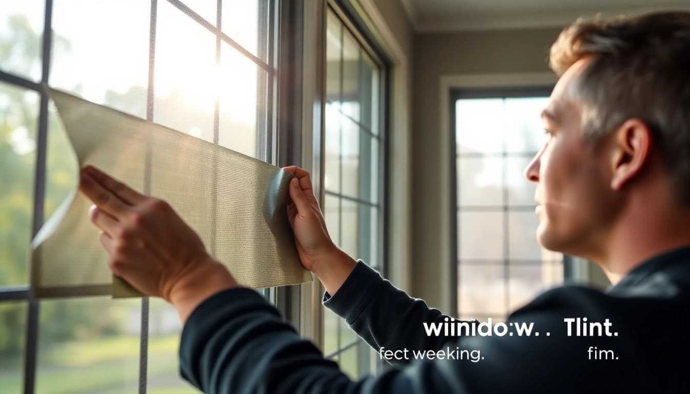 Enhance energy efficiency with expert window tinting Cleveland TN showcasing a technician at work.