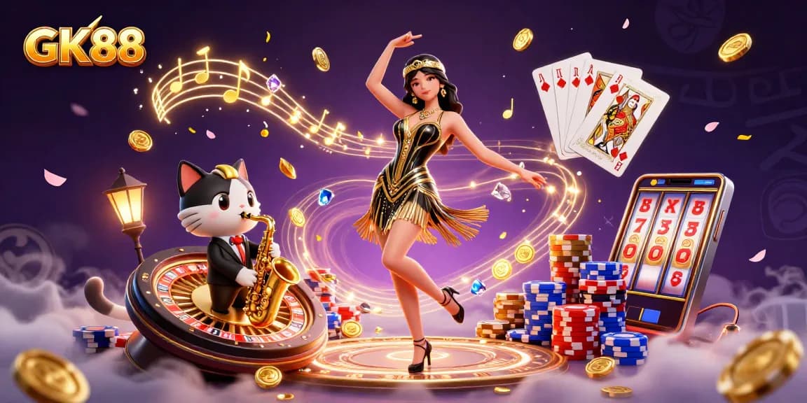 Experience the excitement of GK88 casino with vibrant characters and dynamic gaming elements.