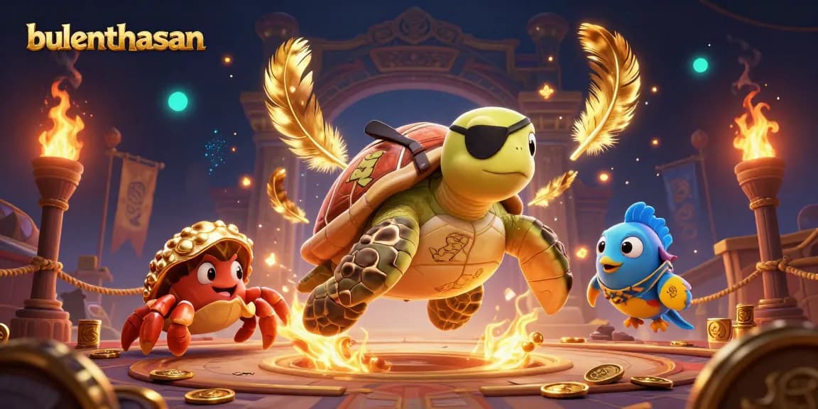 Engage with bulenthasan's thrilling casino adventure featuring a pirate turtle amidst swirling treasures.
