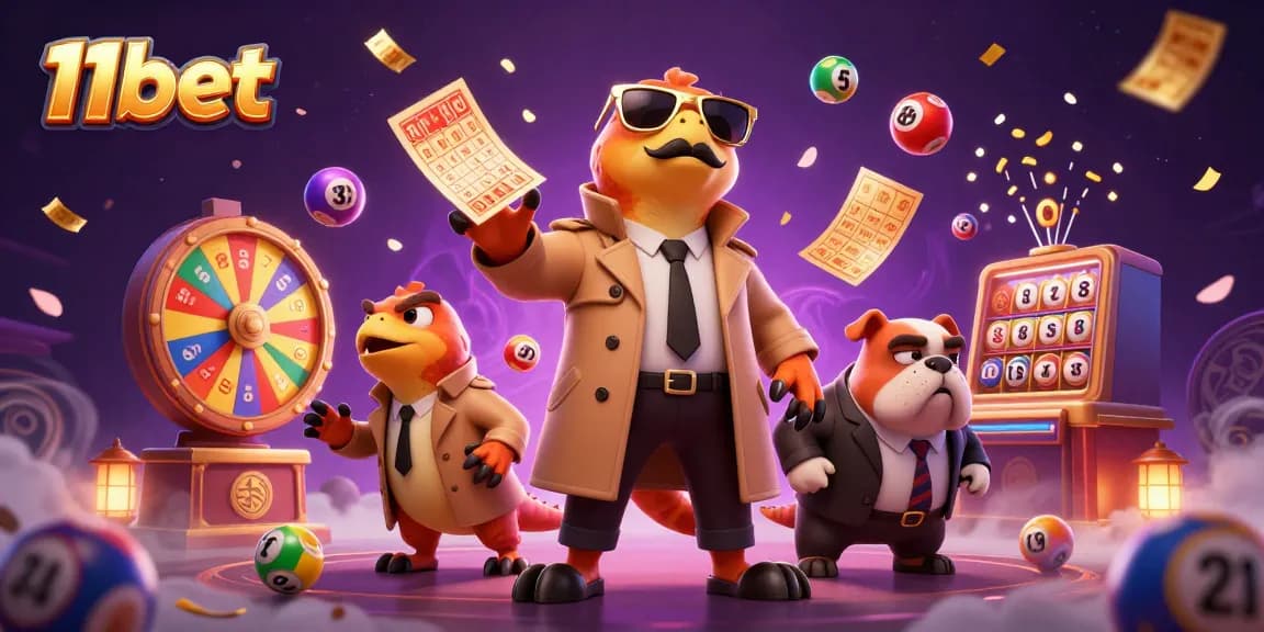 Place bets on exciting games with 11bet in a vibrant, cartoon casino atmosphere filled with fun.