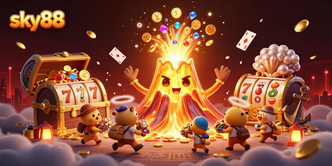 Experience winning moments with sky88's vibrant treasure-filled casino scene.