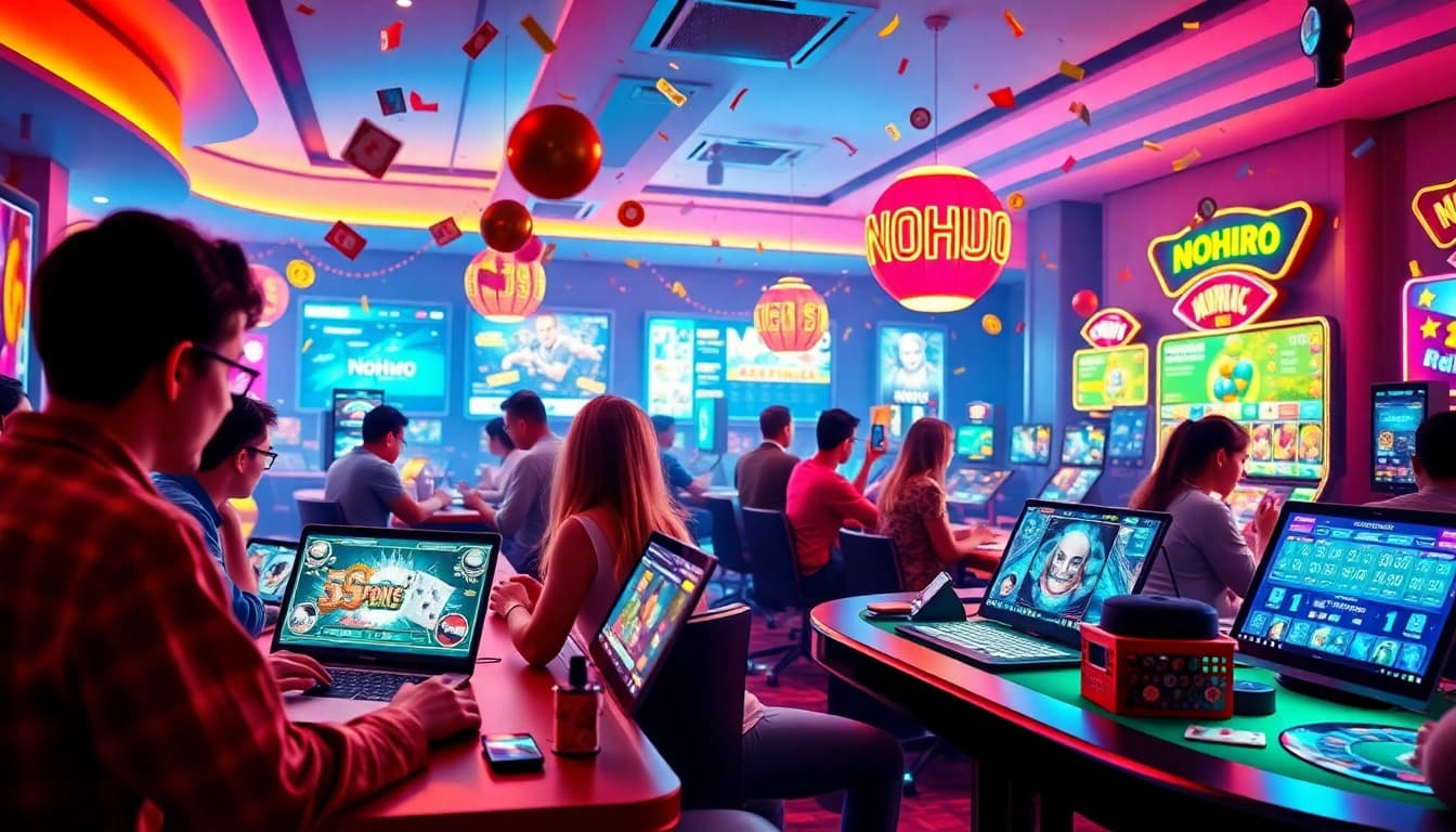 Engaging players enjoying diverse games at NOHU90 online gaming platform, highlighting excitement and community.