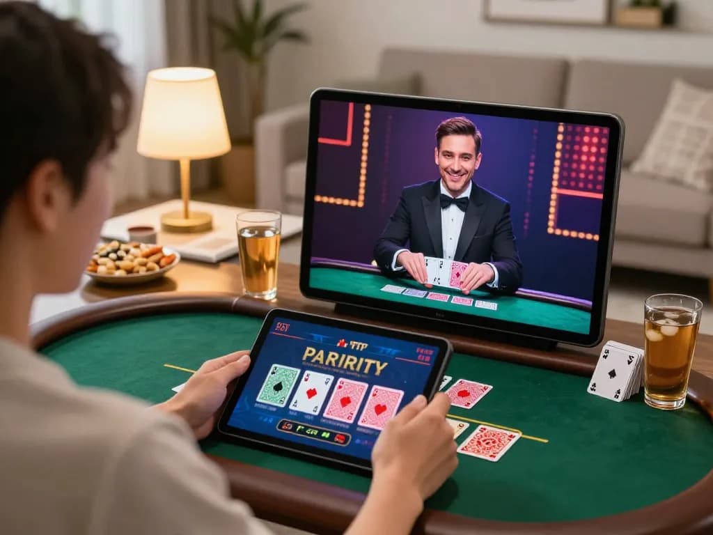 Engaging in live blackjack on 789 club, tablet screen displaying dealer and gameplay for real-time strategy
