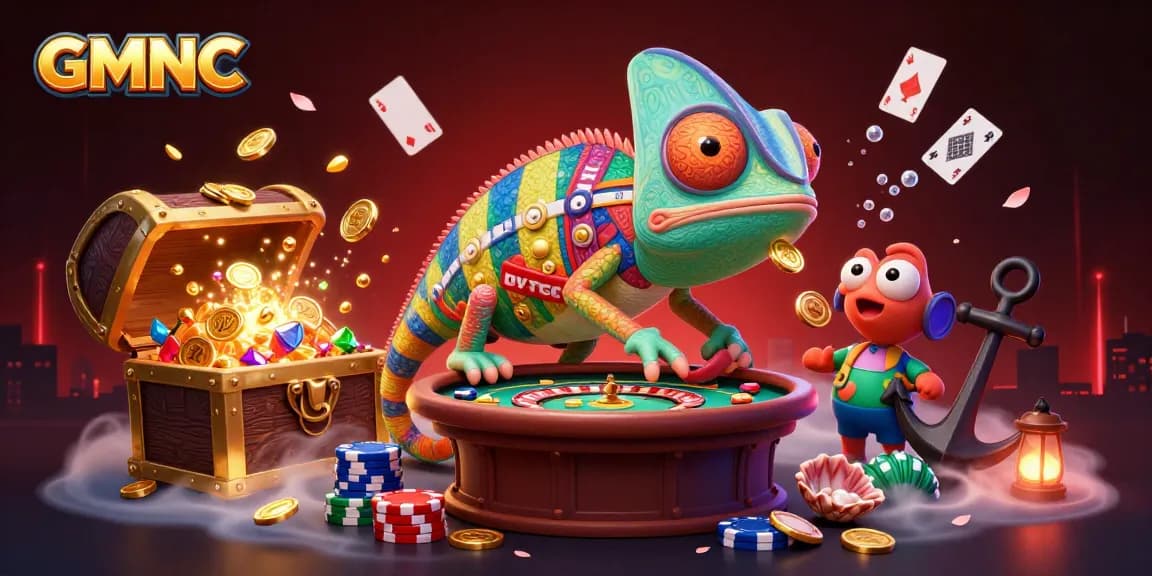 Experience GMNC’s vibrant gambling world through colorful characters and exciting casino elements.