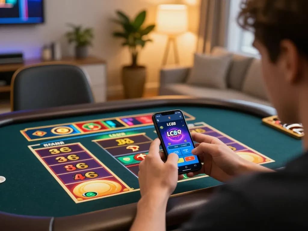 Engaging in online gaming at home with the LC88 app on smartphone